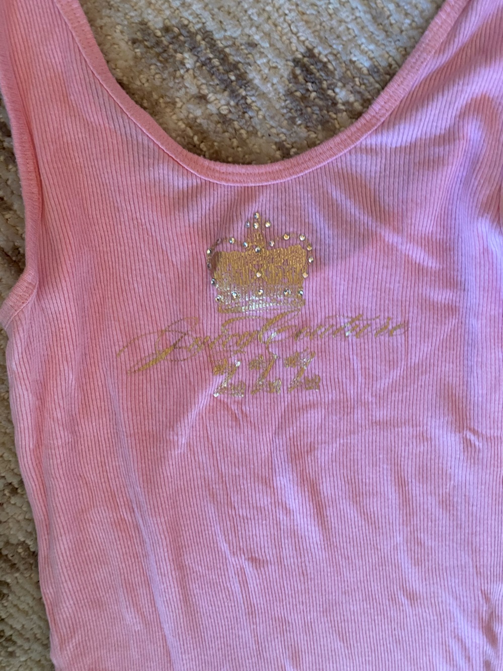 Juicy Couture Pink Tank with Gold Crown Graphic